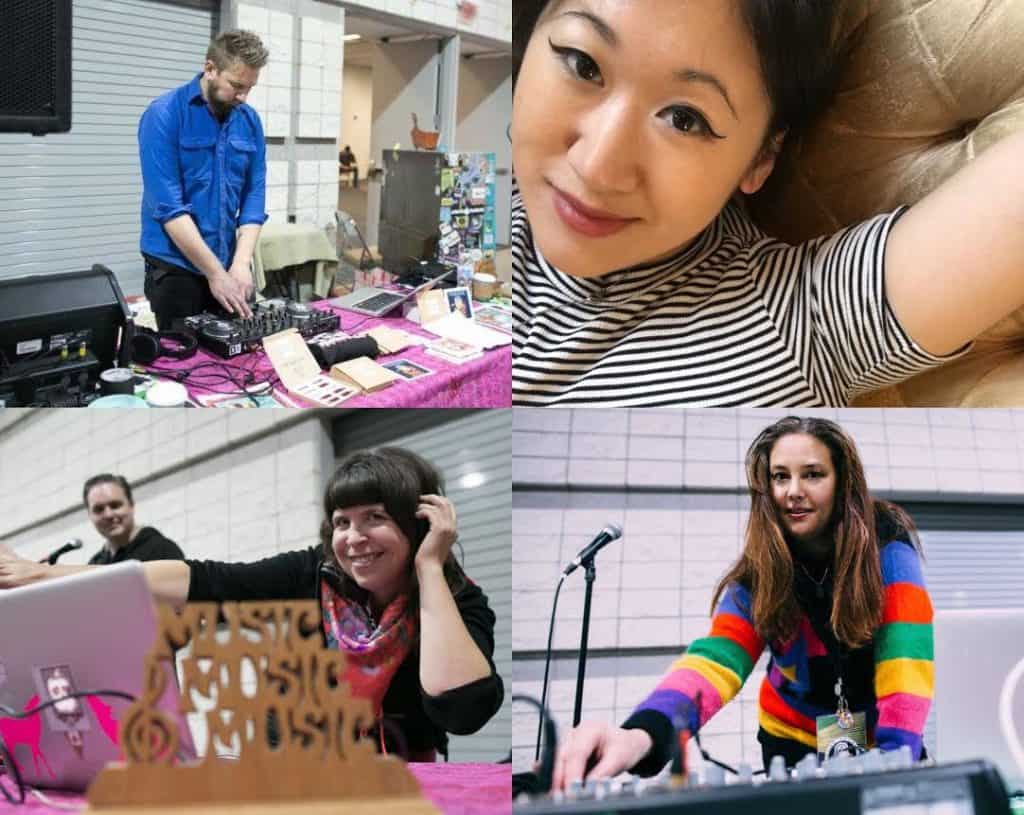 Handmade Arcade DJs (clockwise from top left): Pandemic Pete, Stephanie Tsong, Jennifer Baron and Mary Mack.