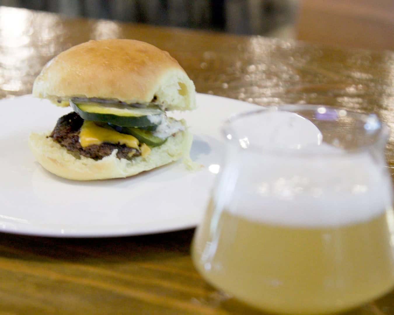 A burger slider paired with a beer at Best Bites.