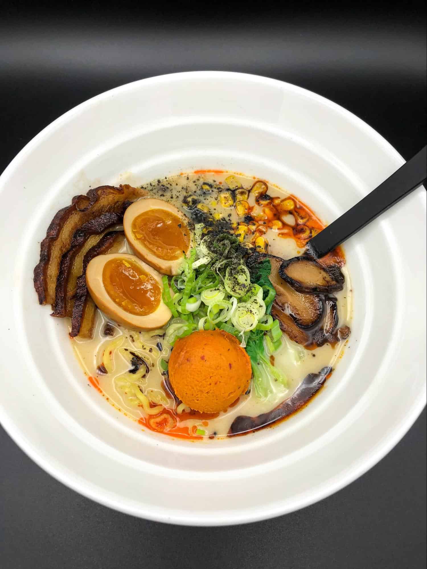 A photo of a unique ramen bowl at Yuzu Kitchen.