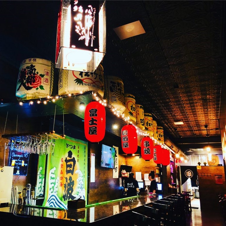 A photo of the bar at Fujiya Ramen, a great place to get ramen in Pittsburgh.