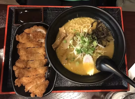 A photo of ramen with chicken on the side at Zen's Noodle House in Pittsburgh.
