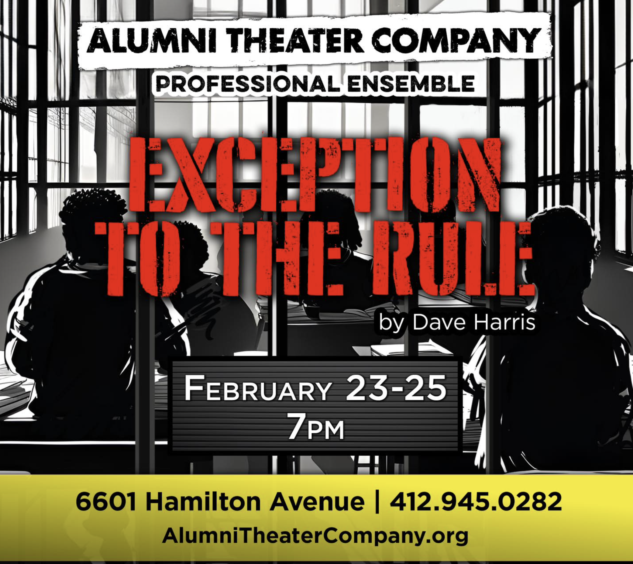 The digital poster for Exception to the Rule by the Alumni Theater Company.