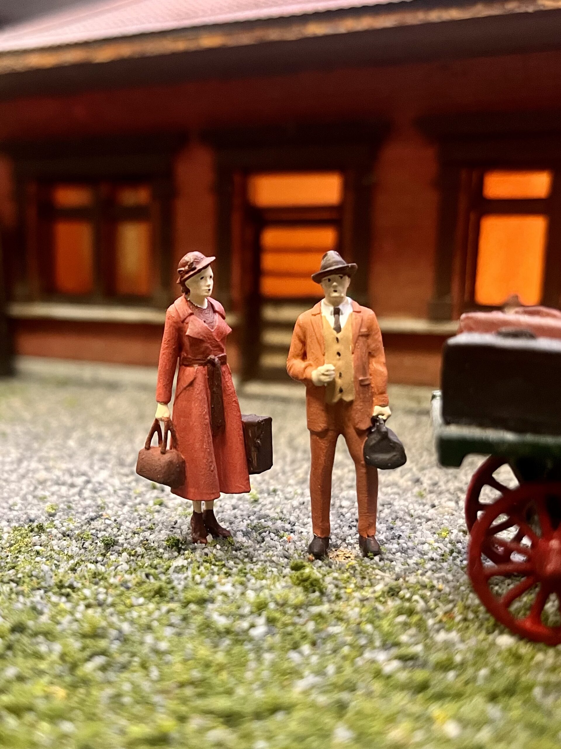 A photo of the miniature railroad people on display.