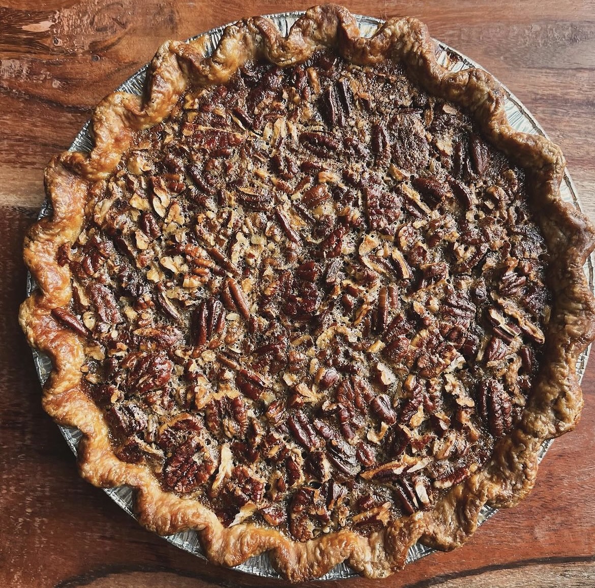 A photo of a pecan pie from Piebird, a great place to order from for Pi Day.