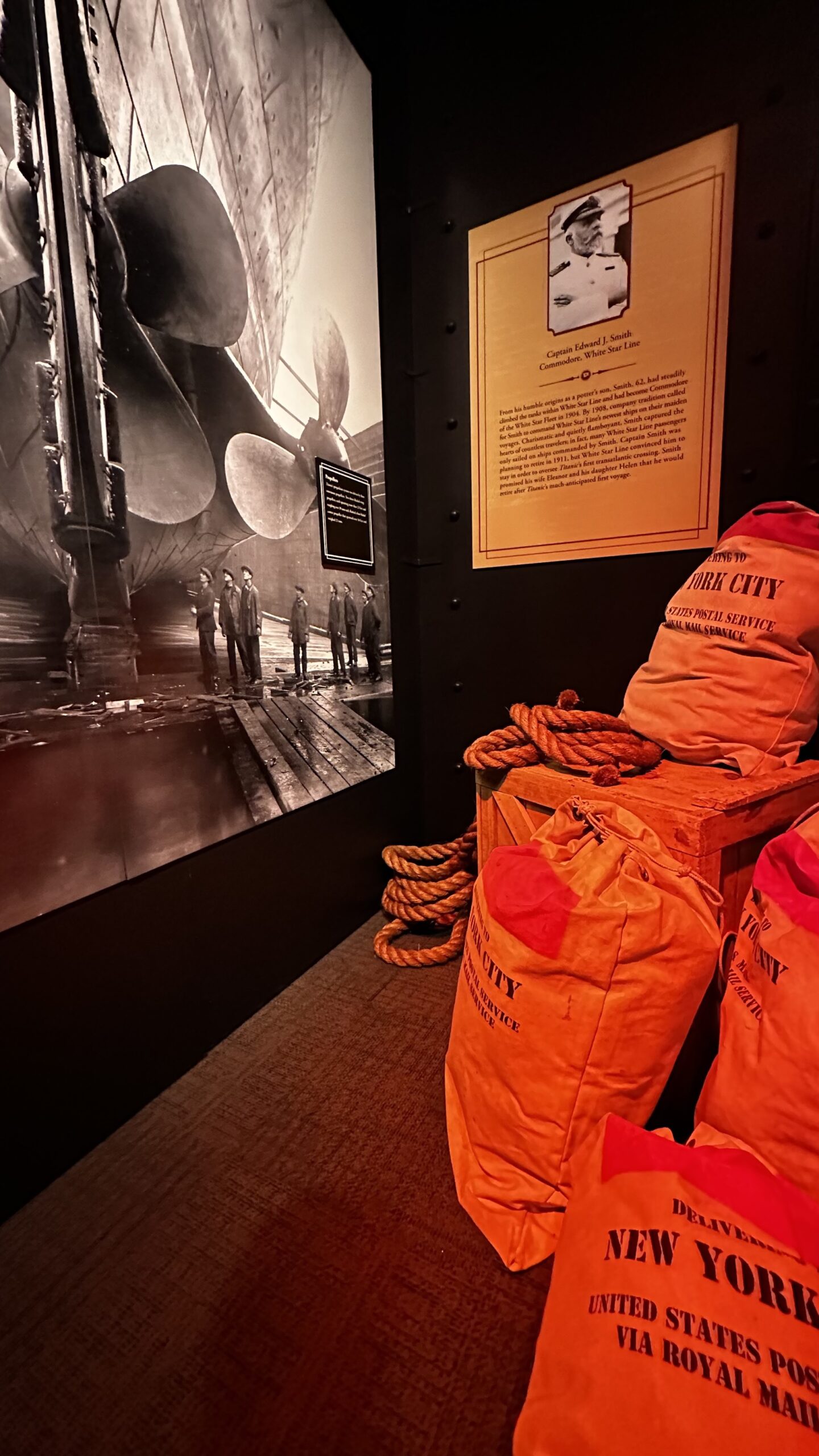 A photo of an area of the exhibit about the exterior of the ship.