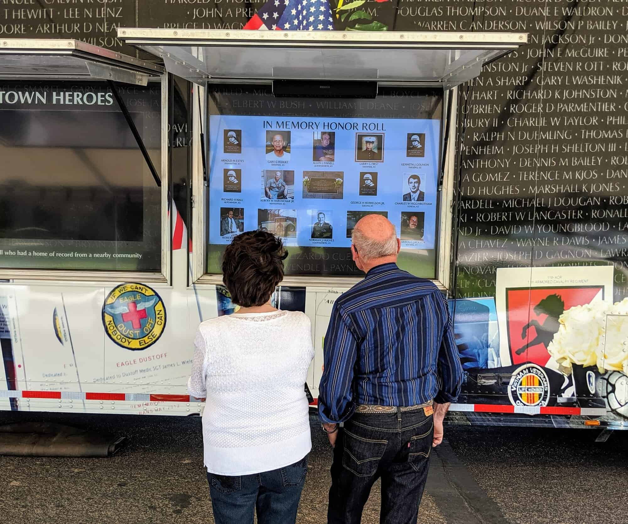 An "In Memory Honor Roll" display at The Wall That Heals.